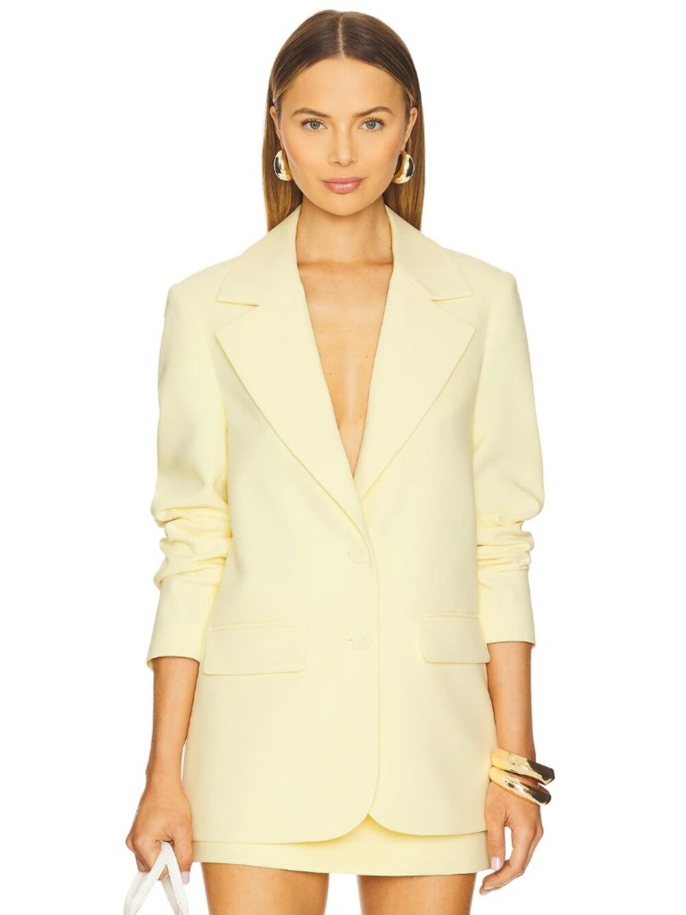 Favorite Daughter Favorite Oversized Blazer in Moonbeam Yellow Large Womens